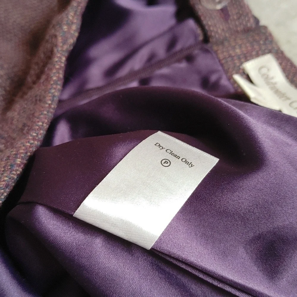 NWOT Coldwater Creek Violet Wool Mix Top-Stitched Tweed Skirt Size 4